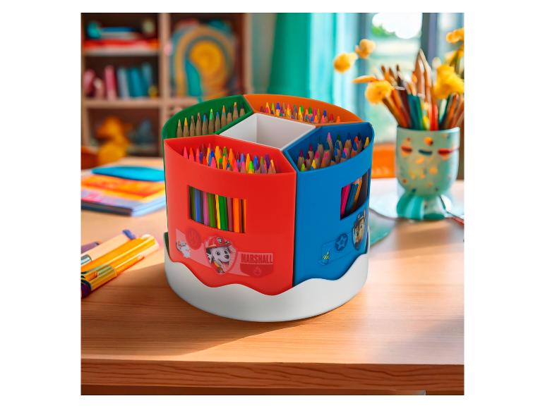 Crayons de couleur et pot à crayons Paw Patrol.