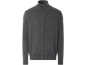 Veste en tricot gris pour homme avec fermeture éclair et col montant.