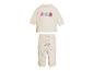 Ensemble enfant: sweat-shirt beige avec applications florales et pantalon à motif floral