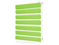 Stores enrouleurs verts avec des rayures blanches.