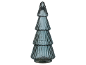 Sapin de Noël décoratif en verre bleu nervuré.