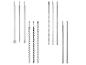 Un ensemble de différents types de forets et de burins pour un marteau perforateur.