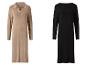 Deux robes en maille : une beige à col polo et une noire à col rond.