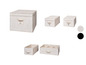 Boîtes de rangement avec un motif de feuilles pour les vêtements et autres articles.