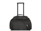 Une valise de voyage noire avec des roulettes et une poignée extensible.