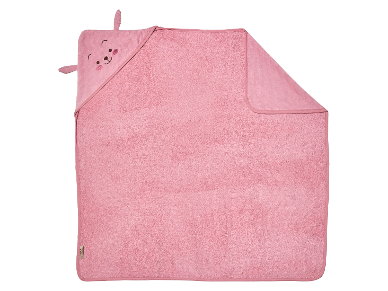 Serviette de bain Tupila rose pour bébé, à capuche, avec un motif de lapin mignon.