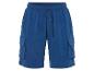 Shorts cargo bleus en tissu molletonné.