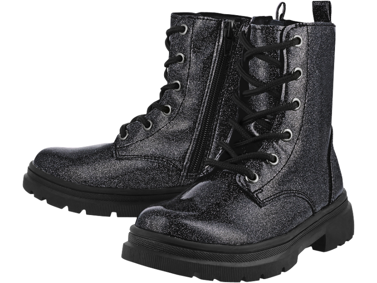 Bottines noires pailletées à lacets pour enfant