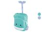 Valise enfant à roulettes, thème baleine, couleurs pastel.
