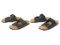 Sandales pour hommes en cuir marron et noir.