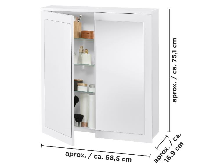 Armoire de toilette miroir Basel, 68,5 x 75,1 x 16,9 cm, blanche