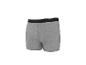 Boxer homme gris avec ceinture noire et rayures blanches.