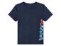 Un t-shirt bleu marine avec un motif Spiderman.