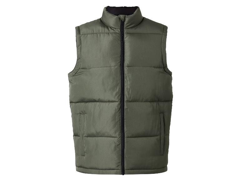 Gilet matelassé vert pour homme, fermeture éclair.