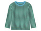 Un t-shirt à manches longues rayé bleu et vert.