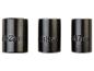 Trois clés à douille noires, tailles 22 mm, 19 mm et 17 mm.