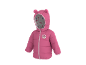 Veste rose pour enfant avec capuche à oreilles et un visage de souris de dessin animé.