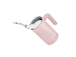 Un mousseur à lait rose SilverCrest avec une cuillère de lait mousseux.