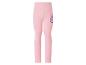 Legging rose pour enfant avec motif de personnage de dessin animé et fleurs.
