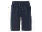 Shorts en tissu bleu marine, style décontracté.