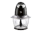 Hachoir noir avec bol transparent et graduations.