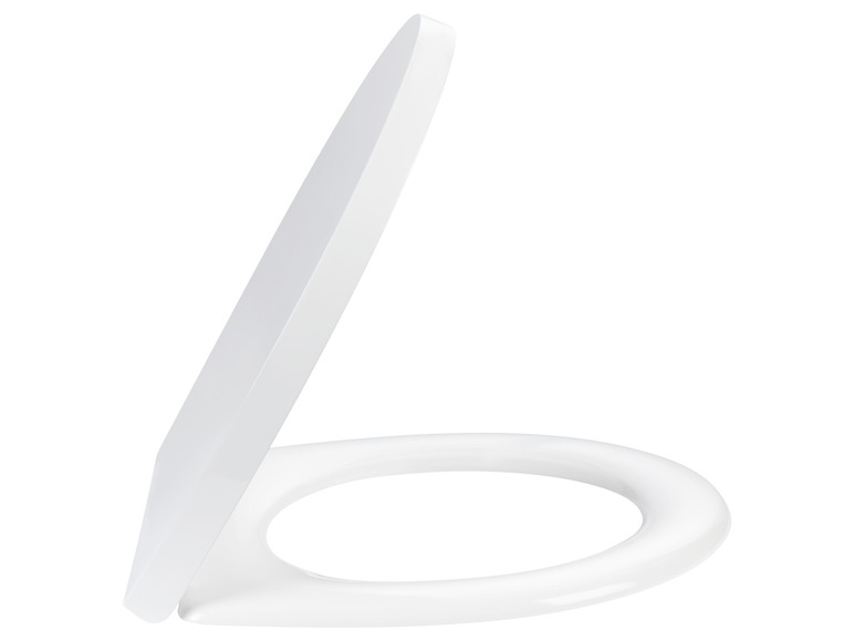 Une lunette de toilette blanche avec fermeture douce.