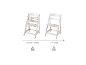 Chaise haute pour bébés (6 mois - 3 ans, max 15 kg) et adultes (3-99 ans, max 70 kg).