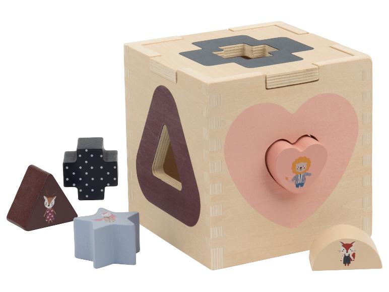 Cube trieur de formes en bois avec blocs à thème animal