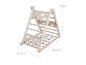Structure d'escalade en bois pour enfants, dimensions 85 cm de hauteur, 97,5 cm de longueur et 63,5 cm de largeur.