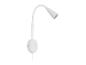 Une lampe de lecture flexible blanche avec une base ronde.