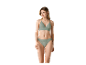 Modèle portant un bikini vert menthe.