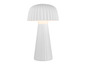 Une lampe blanche avec un abat-jour en forme de champignon.