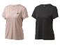 T-shirts de sport pour femmes à manches courtes, un beige et un noir, avec motif perforé.