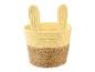 Panier tressé jaune et marron avec des oreilles de lapin