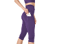 Femme en legging de sport violette avec une poche latérale pour téléphone.