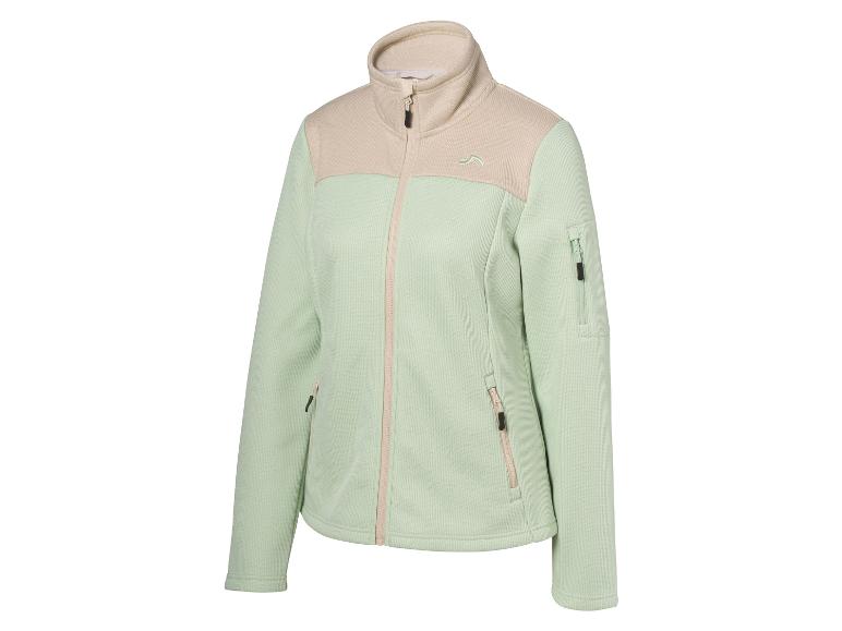 Veste polaire verte et beige avec fermeture éclair et poches
