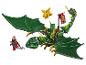 Dragon jouet vert avec un cavalier ninja et une figurine de guerrier rouge.