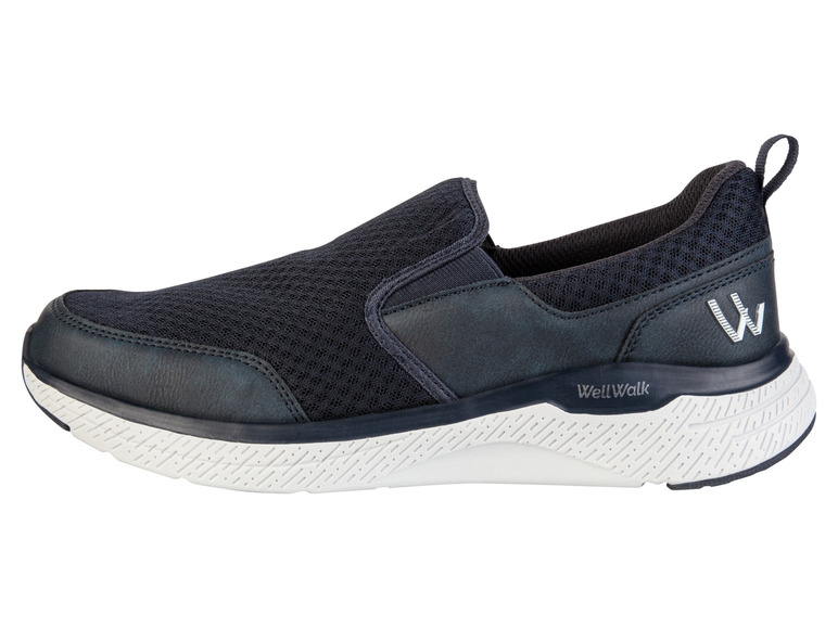 Une chaussure slip-on bleue de la marque WellWalk.