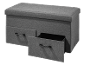 Banc de rangement gris avec deux tiroirs ouverts