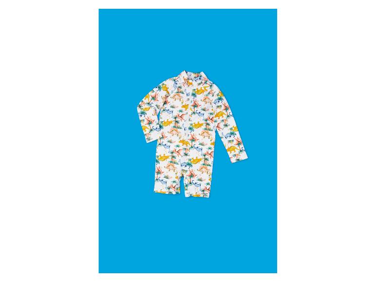 Maillot de bain à manches longues pour enfants avec imprimé dinosaures.