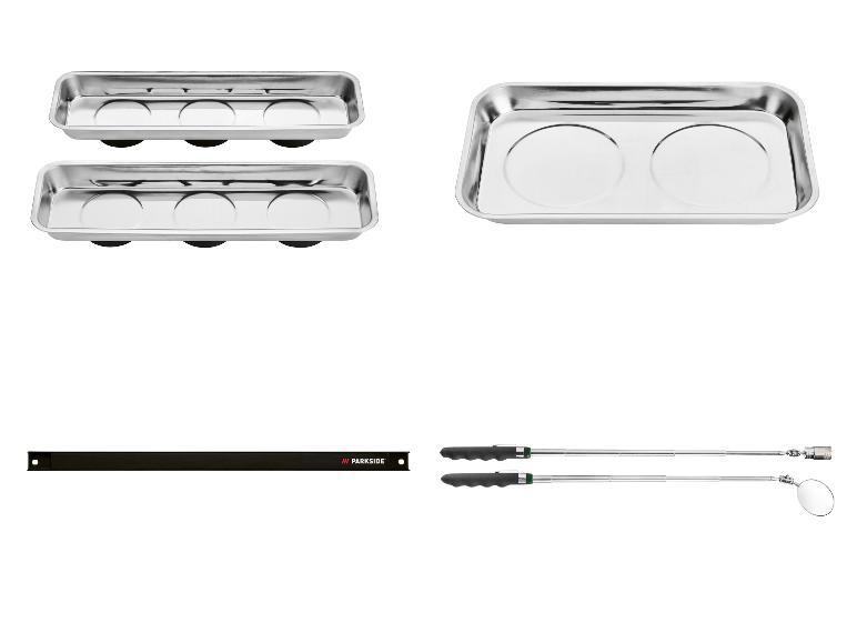 Plateaux magnétiques pour outils et outils d'inspection télescopiques avec une barre de marque Parkside.
