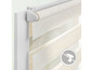 Store enrouleur duo beige avec texture tissée, installation sans perçage.