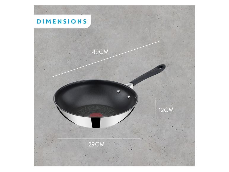 Wok avec poignée, dimensions : 49 cm de long, 29 cm de diamètre, 12 cm de haut.