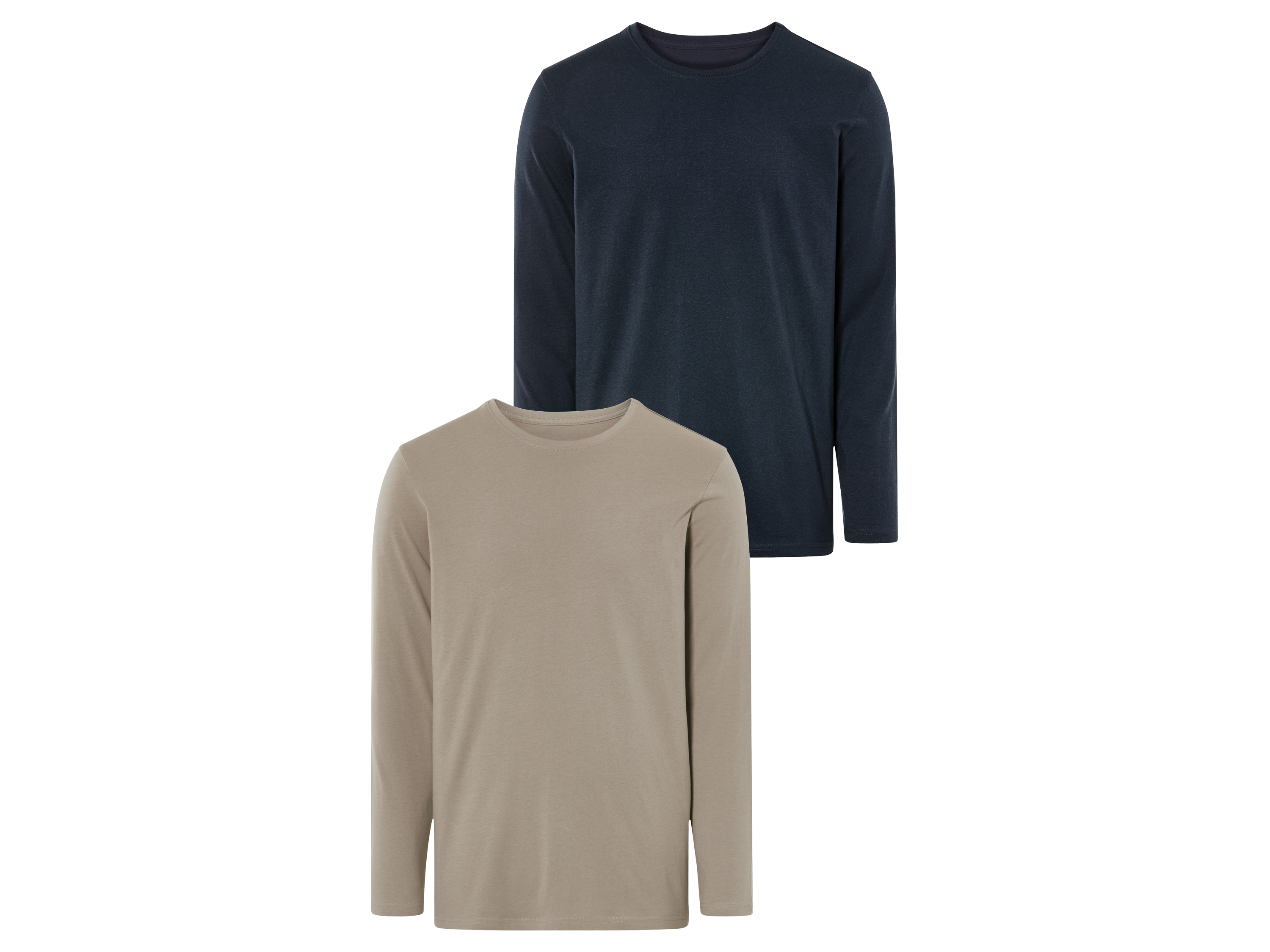 LIVERGY® Lot de 2 t-shirts à manches longues homme (XL, kaki/bleu foncé)