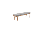 Banc de jardin en bois avec coussin d'assise gris