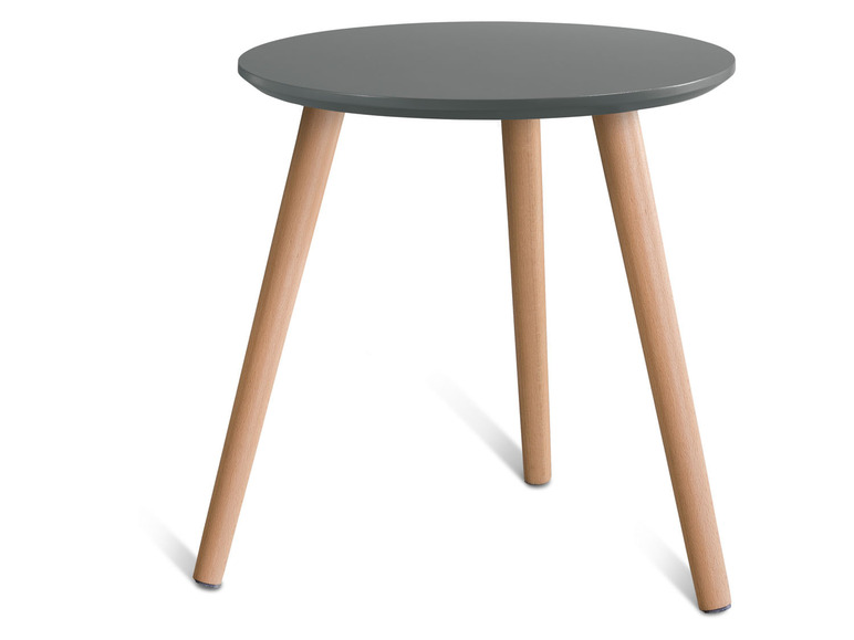 Table basse grise avec pieds en bois