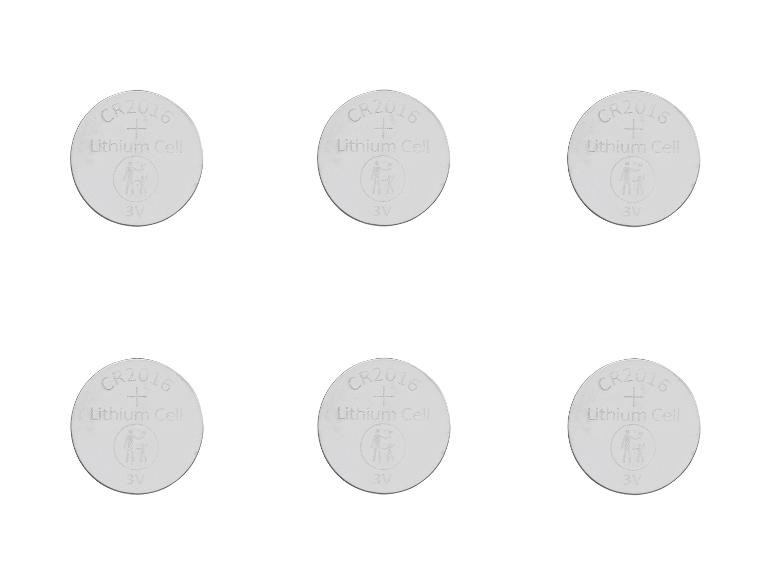 Six piles rondes au lithium CR2016.