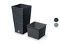 Deux pots Lechuza Cube en gris et noir.