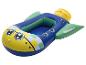 Bâteau gonflable pour enfant, design fusée, jaune et bleu.