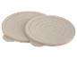 Deux couvercles ronds gris pour contenants de stockage.